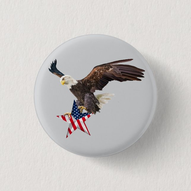 Bald eagle US flag Button (Vorderseite)