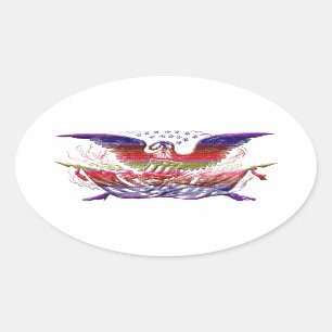 Bald Eagle USA Flag Americana Patriotic Art Ovaler Aufkleber