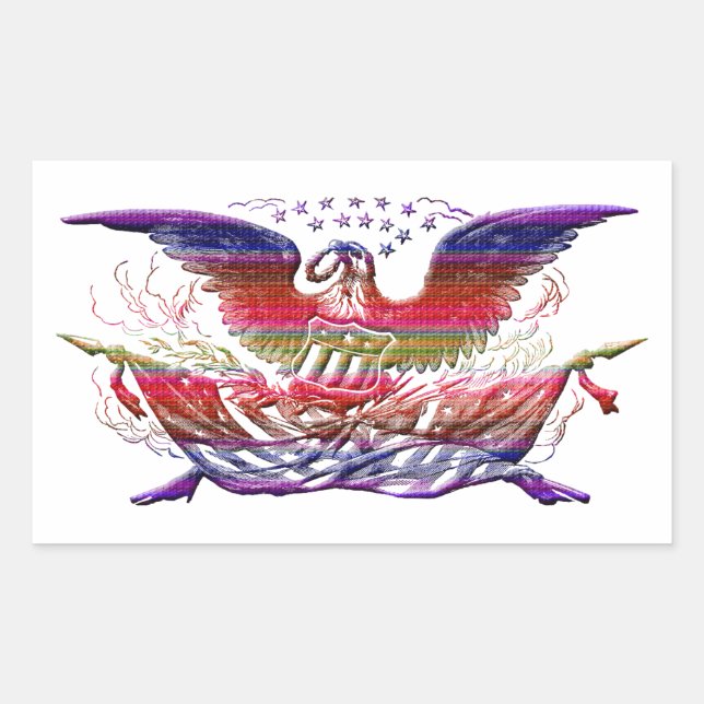 Bald Eagle USA Flag Americana Patriotic Art Rechteckiger Aufkleber (Vorderseite)