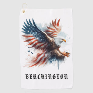 *~* Bald EAGLE USA Flag AP16 Golf Handtuch