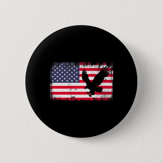 Bald Eagle Usa Flag Patriotic Fourth Of July Dom Button (Vorderseite)