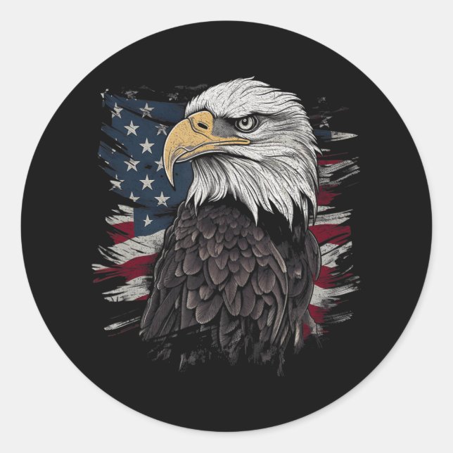 Bald Eagle USA Flag Patriotic Graphics Men Runder Aufkleber (Vorderseite)