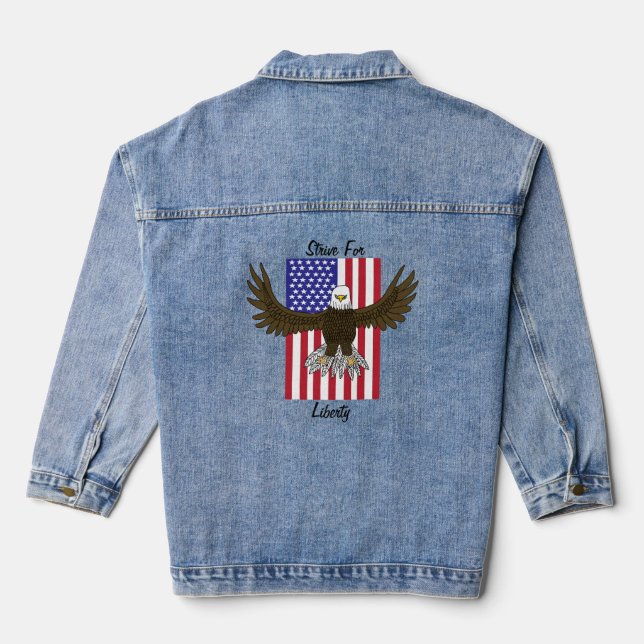 Bald Eagle USA Flag Streben nach Freiheit Jeansjacke (Rückseite)