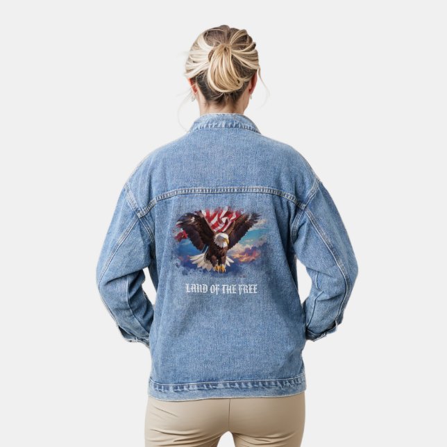 *~* Bald Eagle USA Flagge AP27 Himmelsgott Jeansjacke (Modell)
