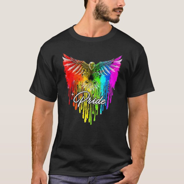 Bald Eagle Usa Lgbt Rainbow Flag Shirt Gay and Les (Vorderseite)