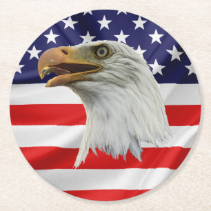 Bald Eagle verführerisches patriotisches Geschenk Runder Pappuntersetzer