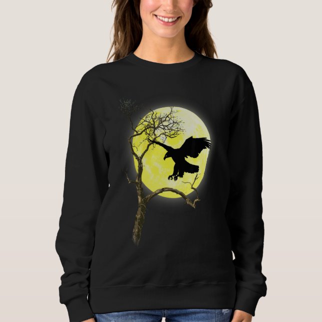 Bald Eagle Vollmond Licht Natur Vogelbeobachtung Sweatshirt (Vorderseite)