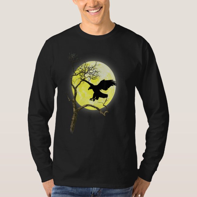 Bald Eagle Vollmond Licht Natur Vogelbeobachtung T-Shirt (Vorderseite)