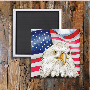 Bald Eagle vor der amerikanischen Flagge Patriotis Magnet
