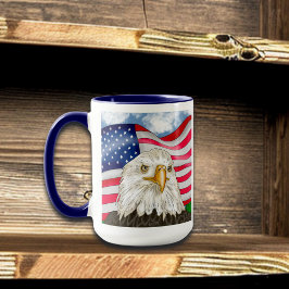 Bald Eagle vor der amerikanischen Flagge Patriotis Tasse