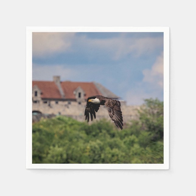 Bald Eagle vorbei an Fort Ticonabweicha Serviette (Vorderseite)