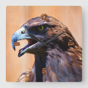 Bald Eagle Wildlife Art Portrait II Quadratische Wanduhr