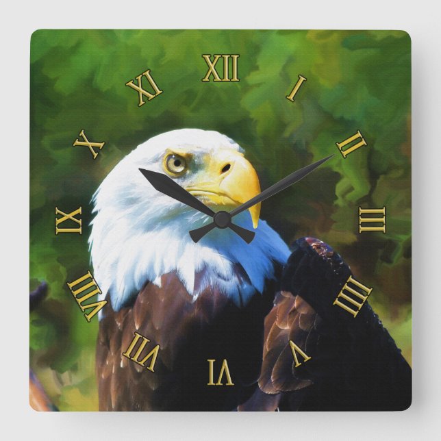 Bald Eagle Wilhelm Tell Quadratische Wanduhr (Vorderseite)