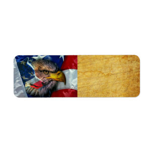 Bald Eagle Wolf American Flag