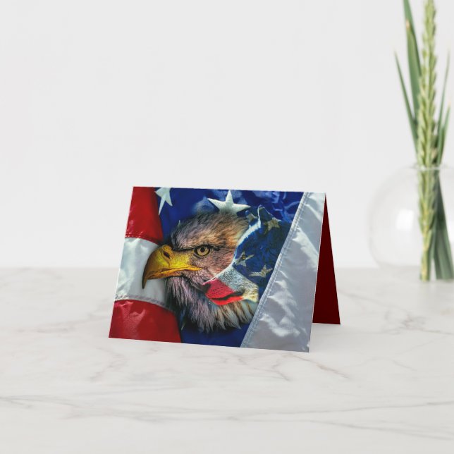 Bald Eagle Wolf American Flag Einladung (Vorderseite)