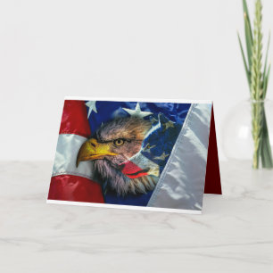 Bald Eagle Wolf American Flag Karte
