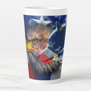 Bald Eagle Wolf American Flag Milchtasse