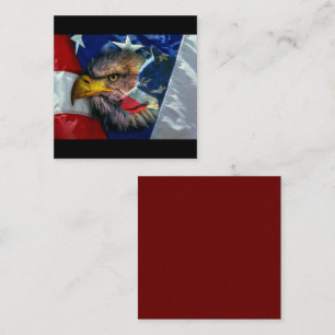Bald Eagle Wolf American Flag Quadratische Visitenkarte