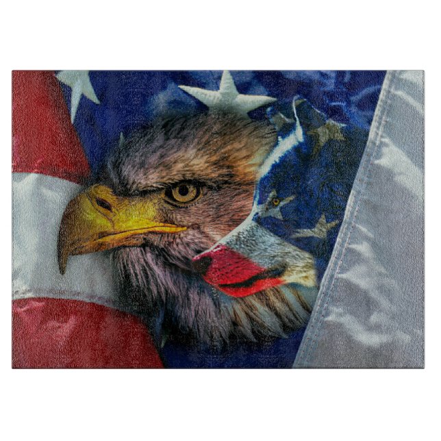 Bald Eagle Wolf American Flag Schneidebrett (Vorderseite)