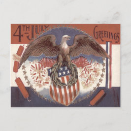 Bald Eagle Wreath American Shield Fireworks Postkarte