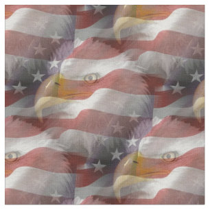 Bald Eagles & American Flags Patriotic Collage Stoff