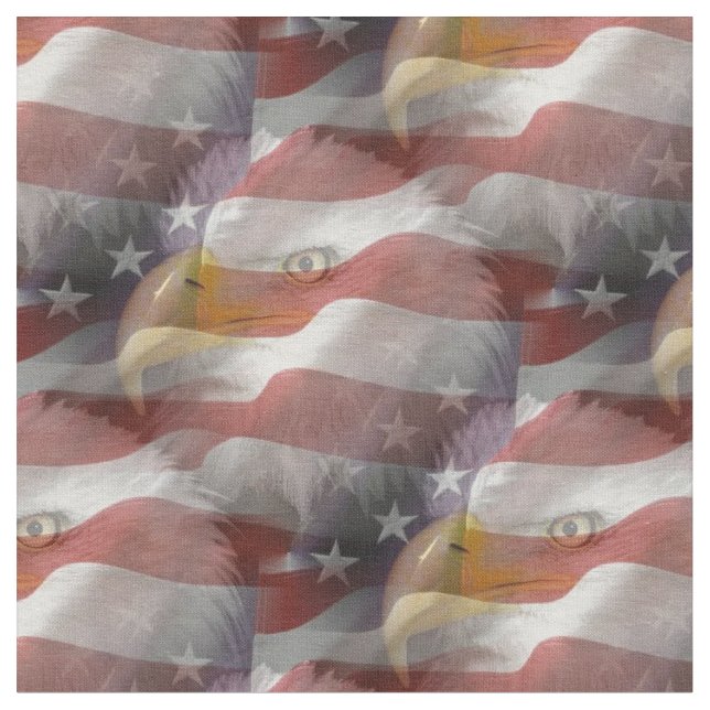Bald Eagles & American Flags Patriotic Collage Stoff (Nahaufnahme)