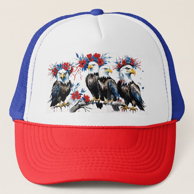 Bald Eagles Red White und Blue Bald Eagles USA Truckerkappe (Vorderseite)