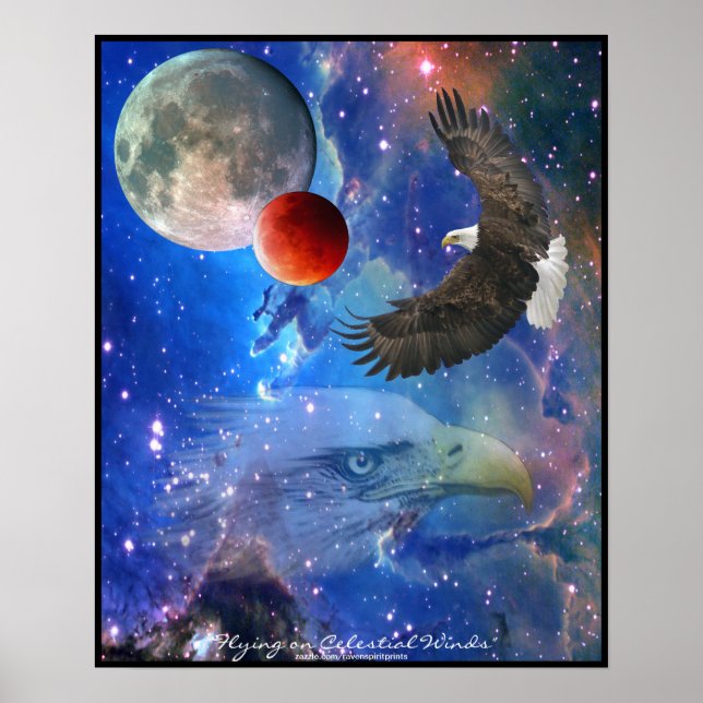 Bald Eagles, Space & Planets Fantasy Art Poster (Vorne)