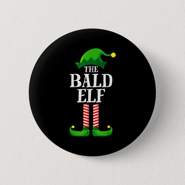 Bald Elf Matching Family Group Christmas Party Pyj Button (Vorderseite)