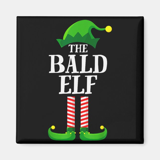 Bald Elf Matching Family Group Christmas Party Pyj Magnet (Vorne)