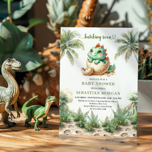 Bald erscheinende Dinosaurier-Baby-Party-Vorlage Einladung