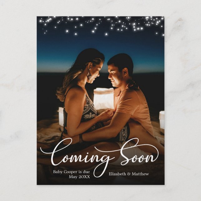 Bald Foto Schwangerschaftsankündigung Postkarte (Vorderseite)