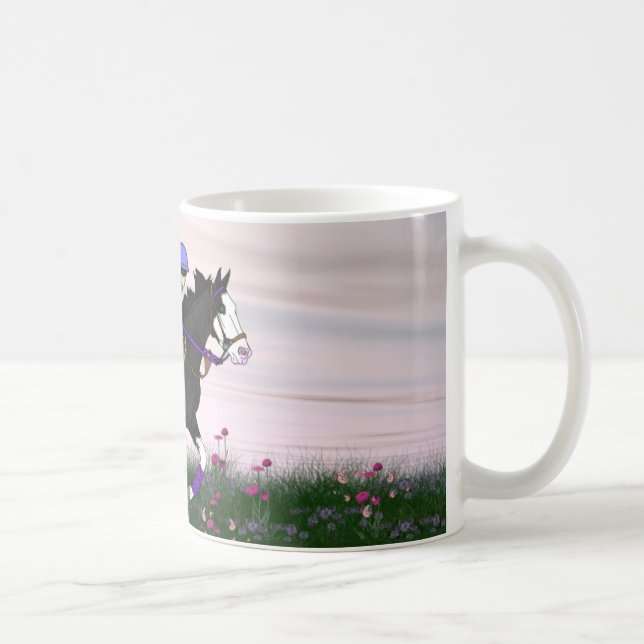 Bald Gesicht Paint Pferd und Reiter Kaffeetasse (Rechts)