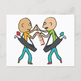 Bald-Golfer, die über einen Kamm streiten Postkarte