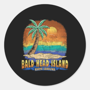 Bald Head Island North Carolina Vintag erschüttert Runder Aufkleber