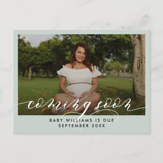 Bald ins Foto Schwangerschaft Ankündigungspostkarte (Vorderseite)
