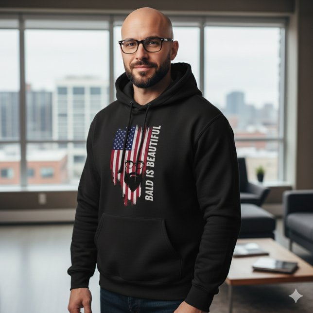 Bald Is Beautiful American Flag Hoodie (Von Creator hochgeladen)