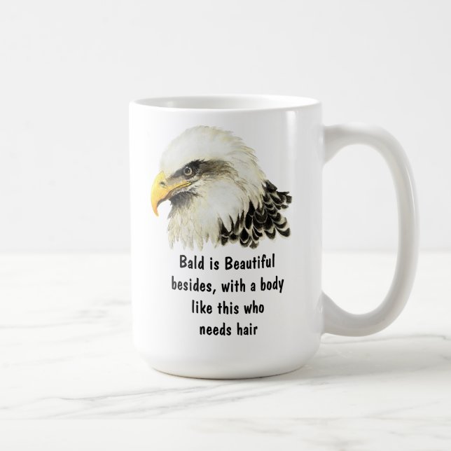 Bald is Beautiful Humor Bald Eagle Bird Kaffeetasse (Rechts)
