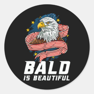 Bald ist schön 4. Juli Patriotic Adler Usa Runder Aufkleber