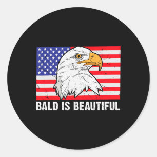 Bald ist schön 4. Juli Unabhängigkeitstag Bal Runder Aufkleber
