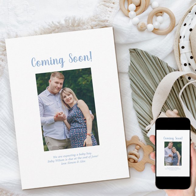 Bald kommt Blau Foto Pinselschrift Schwangerschaft Ankündigung (Von Creator hochgeladen)