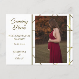Bald kommt die moderne Minimalistische Schwangersc Ankündigungspostkarte