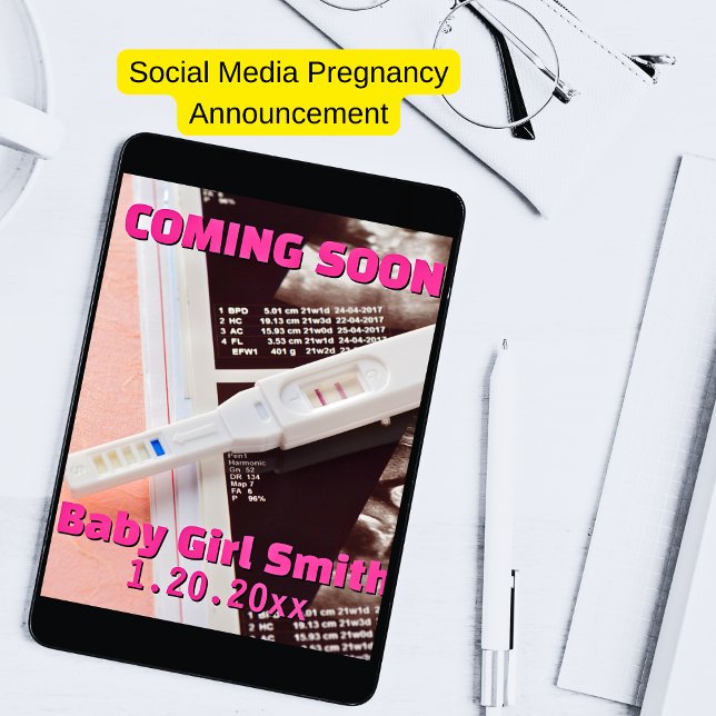 Bald kommt die positive Girl-Schwangerschaft in de Ankündigung (Social Media Pregnancy Girl Announcement)