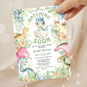 Bald Kommt Dino-Junge Dinosaurier-Baby-Party Einladung