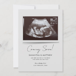 Bald kommt Foto Baby Scan Schwangerschaft Ankündigung