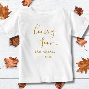 Bald kommt Gold Script Schwangerschaft Ankündigung Baby T-shirt