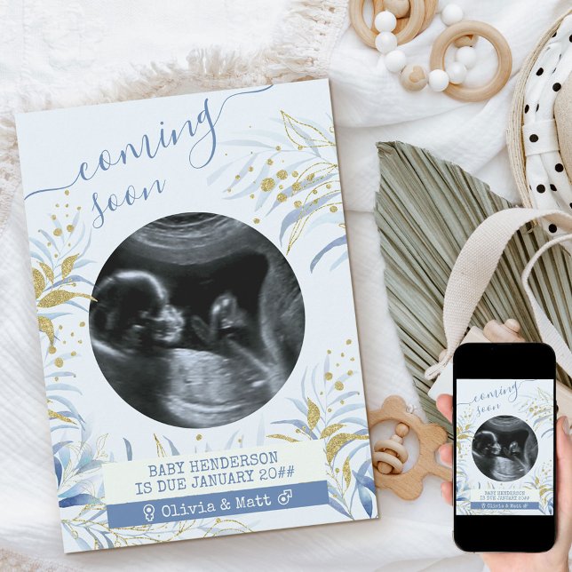 Bald kommt Ultrasound Foto Blue Gold Foliage Ankündigung (Von Creator hochgeladen)