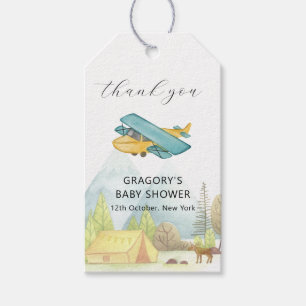 Bald Landung Vintage-Flugzeug Wald Baby-Party Geschenkanhänger
