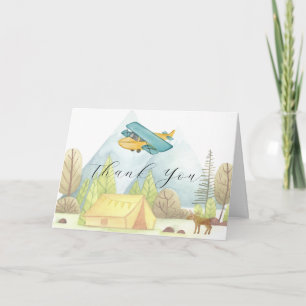 Bald Landung Vintage-Flugzeug Wald Baby Shower Dankeskarte