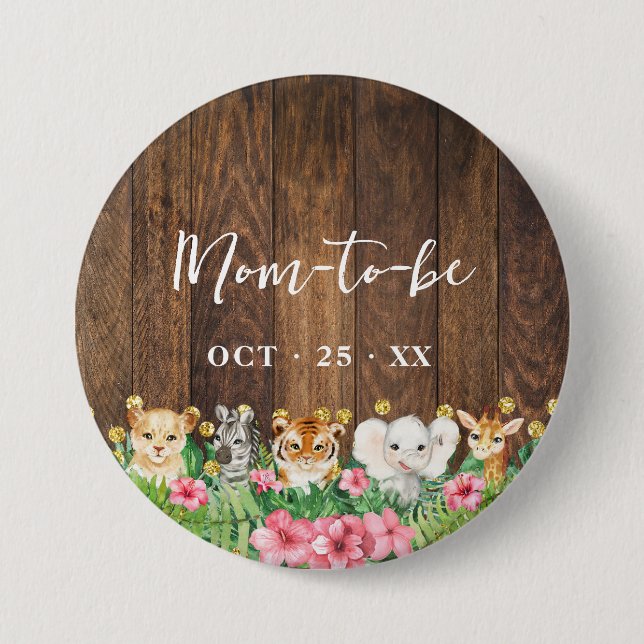 Bald Mutter Werden Rustikale Pink Safari-Baby-Part Button (Vorderseite)